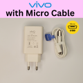 Original Vivo Fast Charger + Data Cable - Micro Usb and Type-C (Select Variation) - Upto 30watt Super Fast Vivo Charger - Wall Charger - Quick Charge 4.0. 