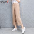 Fold Pleated Pants Women's Trousers For Women Bottoms Spring Summer Casual Pant Mid Waist Wide Leg Pants Female Pantalon Mujer BQ. 