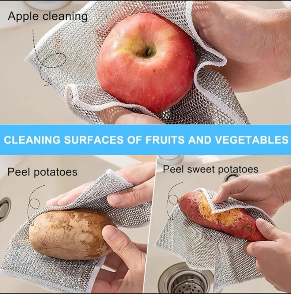 Magic Dishcloth Wire Cleaning Cloths Kitchen Silver Dish Pot Washing Cloth Towels Metal Steel Wire Rags for Kitchen 20x20cm