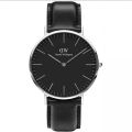 Analog Dial Watch Full Black Leather Straps For Boys. 