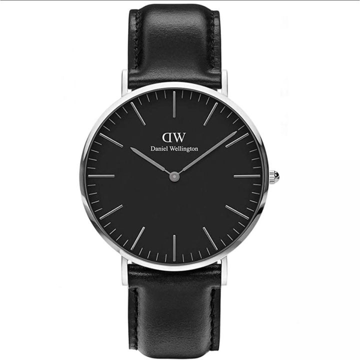 Analog Dial Watch Full Black Leather Straps For Boys