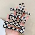 Vintage Women Girls Acrylic Checkered Hair Claw Shark Clip Geometric Grid Headband Hair Clips Hairpins Fashion Hair Accessories. 