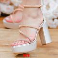 WEDDING SANDALS SHOES, Block Heel, Pearl Shoes, Bridal Ivory Shoes, High Heels, Cream Low Heel, Wedding Shoes, Beige. 