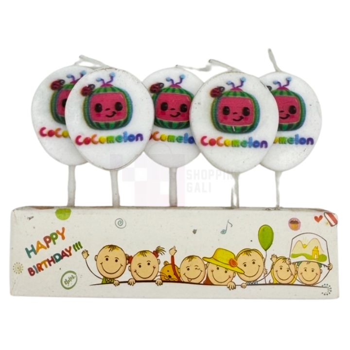 Cocomelon Candles - Cake Decoration Candles - Multi Colors - Unisex Theme - Pack Of 5 Candles