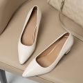 Korean Simple Heel Pointed Large Wedding Casual Non-slip Fashion Formal Women's Shoes Comfortable Thick High Heels. 