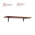Wood and Metal Floating Wall Shelves | Home Decorative Shelf (24*8 Inches, Forest Dark) - Pack of 2, L Bracket (Forest Dark & Black). 