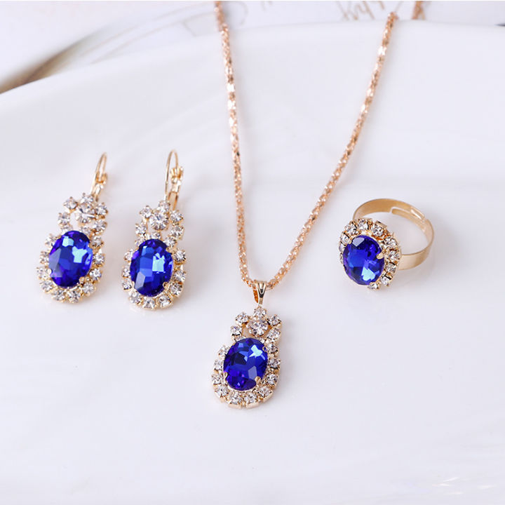 Wholesale%20Three%20Piece%20Artificial%20jewellery%20Elite%20Oval%20Gem%20Claw%20Crystal%20Rhinestone%20Girls%20Necklace%20Earring%20Jewelry%20Set%20For%20Women%20-%20Image%206