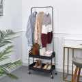 Garment Rack with 2-Tier Shelves, Clothes Coat hanger, Clothing Hallstand Coat shoes organizer storage rack trolley 2-in-1 ,In best and original quality. 