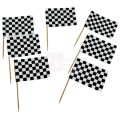 RACE CAR FLAGS CUPCAKE TOPPERS - PACK OF 10 CUPCAKE TOPPERS. 