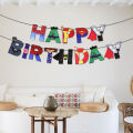 Super Hero Happy Birthday Banner, Card Hanging Banners, Party Supplies, Photo Backdrop & Background Wall Decoration, Birth Day Decorative Flags, Avengers Black Panther Spiderman Batman Iron Man Hulk Thor Captain America Superman Kids Parties Cards Flag. 