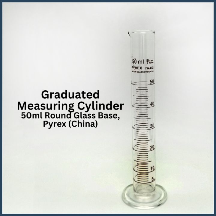 50ml Pyrex Graduated Cylinder 1 to 5 Pcs | Iwaki Glass Measuring Cylinder | Chemical & Heat-Resistant Laboratory Glassware | Ideal for Scientific Experiments, Lab Use, Liquid Measurements, Chemical Mixing & Educational Purposes