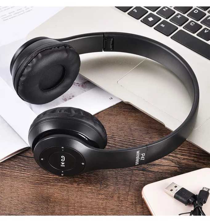 Wireless%20Headphones,%20P47%20Bluetooth%20Foldable%20Headset%20with%20Microphone%20Support%20FM%20Radio%20TF%20for%20PC%20TV%20Smart%20Phones%20&%20Tablets%20Etc%20-%20Image%204