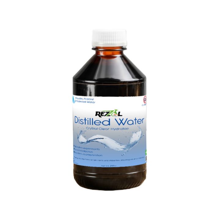 Rezol Distilled Water 250ml | Pure Distilled Water 0.25L | Ideal for Crafting Cosmetics and Beauty Formulations | Cosmetics-Grade | Car Battery Water.250ml