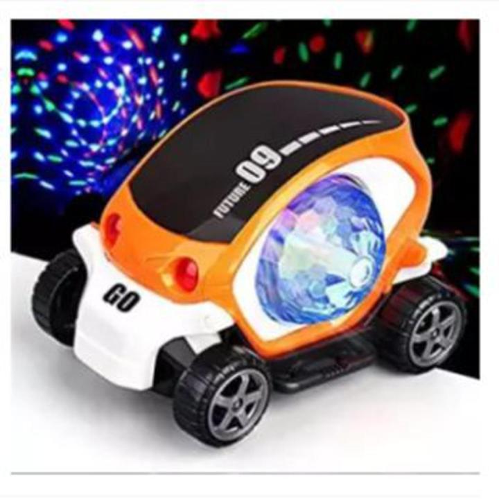 360 Degree Rotating 09 Car Musical Car Rotate 360° with Flashing Light & Music With Bump And Go Toy (Multicolor)