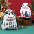 Reusable Gift Bags Lightweight Santa Design Fabric Drawstring Bag 30x20cm Christmas-Themed Party Favor Pouch for Christmas. 