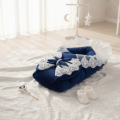 Baby Bellezza Official Velvet Baby Carry Nest with Lace | Soft Newborn Sleeping & Carrying Bed | Navy Blue & Light Pink Baby Nest , Light Blue And Dark Pink. 