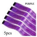 5Pcs Pack Sparkling Shiny Tinsel Hair Extensions - Purple. 