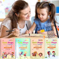 4 in 1 Sank Magic Reusable Practice Calligraphy English Writing Book for Kid Size Approx. 9 inches. 