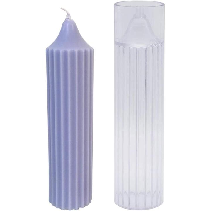 Pillar Candle Mold Cylinder Rib Plastic Candle Molds 6 Inch for Candle Making DIY Handmade Candles