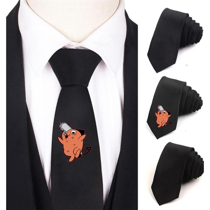 Kids Necktie Anime Chainsaw Man Necktie Boy's Children Necktie Cotton Neck Tie Teenager Neck Tie Halloween Necktie