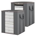 Pack 2 Large Storage Bags, Storage Bag Clothes Storage Box Bins Foldable Closet Organizers Storage Containers with Durable Handles Thick Fabric for Blanket Comforter Clothing Bedding. 