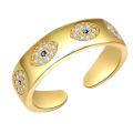Simple Dainty Stackable Gold Plated Ring Blue Lucky Eye Protection Jewelry Evil Eye Greek Eye Adjustable Joint Rings Accessories. 