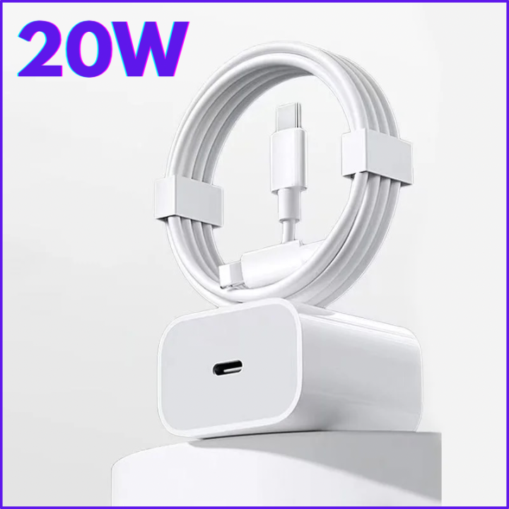 Original Apple 20W USB-C Power Adapter, iPhone Charger 20 Watt PD charger with Lightening Cable Fast Charging Capability, Iphone Type C Wall Charger