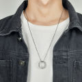 Sterling Silver Band Ring Cum Circle Chain Pendant Necklace Locket for Girls Women Boys And Men. 