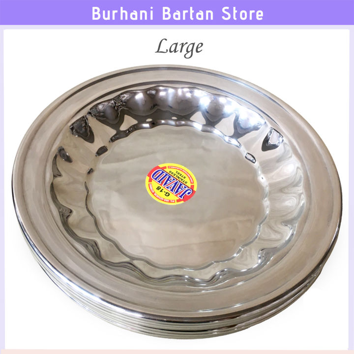 Stainless Steel 6 Pieces Plates Sizes(Small, Medium, Large)