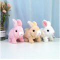 Interactive Plush Walking Rabbit Toy with Sounds & Lights for Kids - Unisex, Battery Operated Educational Pet Gift. 