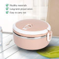 Round Shape Vacuum Lunch Box with Stainless Steel Inner, Durable Sandwich Box, Single Layer (Multi Color). 