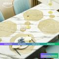 PVC Placemats & Coaster Golden & Silver Color Hollow Out Rose Gold Flower Non Slip Dining Round Table Mats Coaster Home table Decoration - SIZZLAY. 