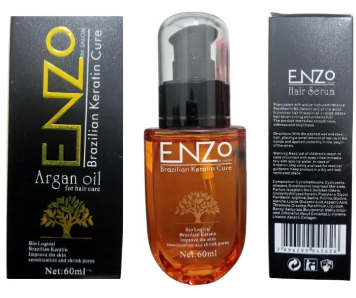 Enzo Argan Oil for Hair Care - Brazilian Keratin Cure Treatment | Enzo Keratin Hair Serum, Hair Mask, and Hair Serum for Frizz Control, Straightening, and Protection | Ultimate Hair Serum for Women & Men - Argan & Keratin Infused