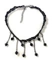 Black New Gothic Lace Victorian Vintage Chain Collar Choker with Tassel Beads Bib Necklace Pendant For Girls. 