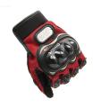 Motorbike Carbon Fiber Powersports Racing Gloves - Red. 