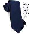 NAVY BLUE SLIM PLAIN TIE. 