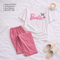 Barbie Printed Oversized Cotton Jersey Nighty Pajama Set for Women (S–XL) & Girls (7–14 Years) | All-Day Home Wear, Lounge & Sleepwear | Soft Summer Family Wear. 