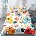 Koala Duvet Cover Set Cartoon Leaves Baby Bear Australian Wildlife Themed Bedding Set for Kids Boys Queen Size Comforter Cover. 