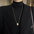 Korean Style Pearl Stone Cylinder Pendant Long For Woman Sweater Jewelry Party Girl Elegant Sweater Chain. 