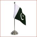 Pakistan Table Flag with Stand – Executive Office & School Desk Decor | Ideal for Patriotic Displays & Desk Organizer. 