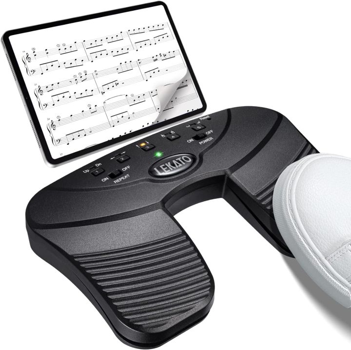 LEKATO Bluetooth Page Turner Wireless Page Turner Pedal for Tablets, Rechargeable Bluetooth Page Turner Pedal Silent Bluetooth Foot Pedal Page Turner for Ipad Tablets Smartphones App Controller