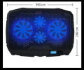 Laptop Cooling Pad Four Fans With RGB Lights - Cooling Stand 4 Fan With Digital Temperature Screen & Display & 7 Gear To Adjust Height - For Upto 20" Laptops - USB Powered Connection. 