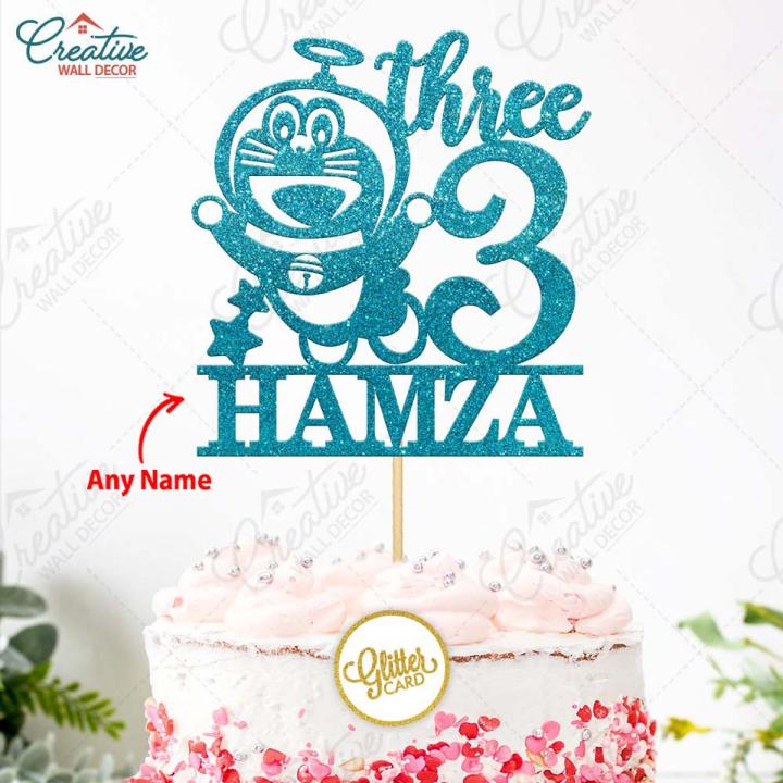 CUSTOMIZED Doraemon Theme Cake Topper for Birthday Party Celebration, Born Baby Cake Decoration Toppers