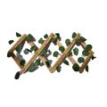 Retractable Wooden Fence with Green Leaf-Artificial Wooden Green Leaf Fence 2 feet (24 inches)-Small Retractable Money Plant Leaves Fence- Bail of leaves - Wood Vines Climbing Frame Gardening Plant Home Decoration Size 2 feet. 