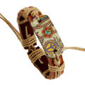 Leather Macrame Bracelet Customizable Adjustable 5.5-7cm Rope Bracelet Handcrafted Woven Bracelet for Fashion Accessory Gift Item Women's Jewelry Casual Wear Craft Markets. 