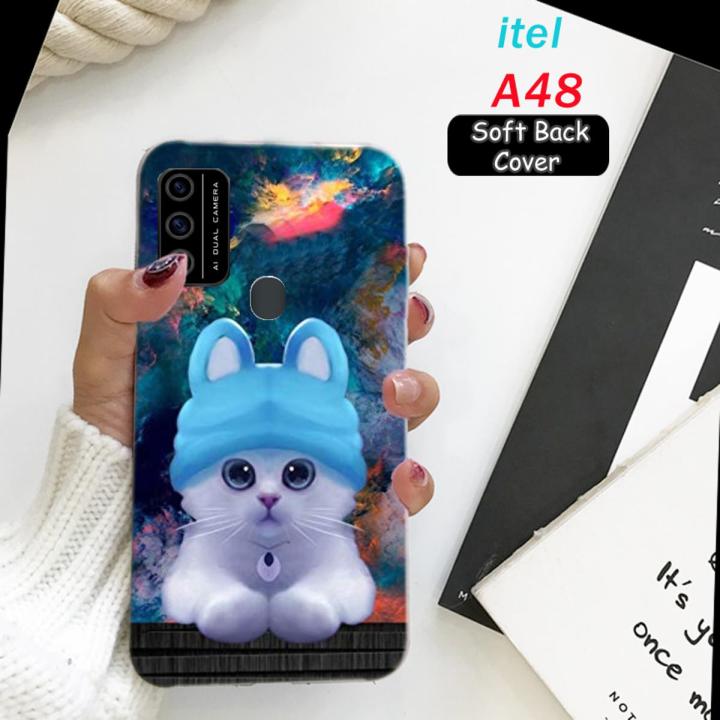 Itel A48 Back Cover - Cat Soft Case Cover