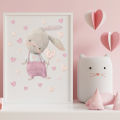 60×40Cm Cute Pink Rabbit Love Balloon Wall Stickers Poster Art Car Decal Kids Room Decoration Favors Wallpaper 1Pcs. 
