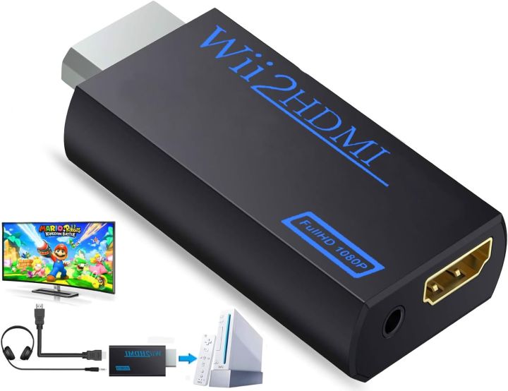Wii To HDMI 1080P Upscaling Converter Adapter with 3.5mm Audio Output. A