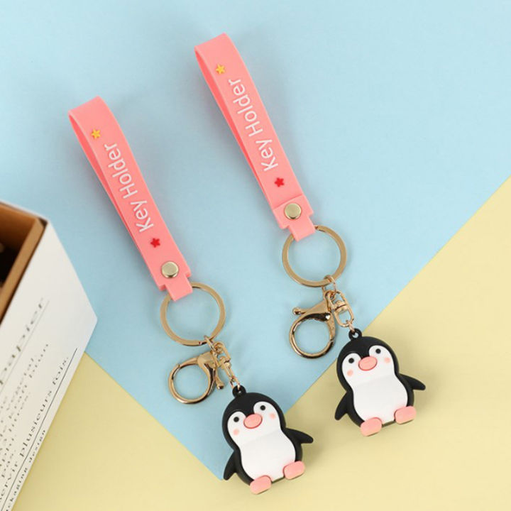 Lovely Penguin Doll Keychain Couple School Bag Pink Sweet Girl Heart Pendant ZHANGNA