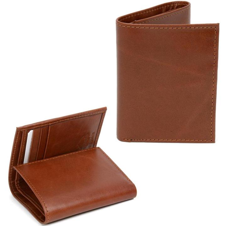 Genuine Leather 3 Fold Brown Wallet For Unisex